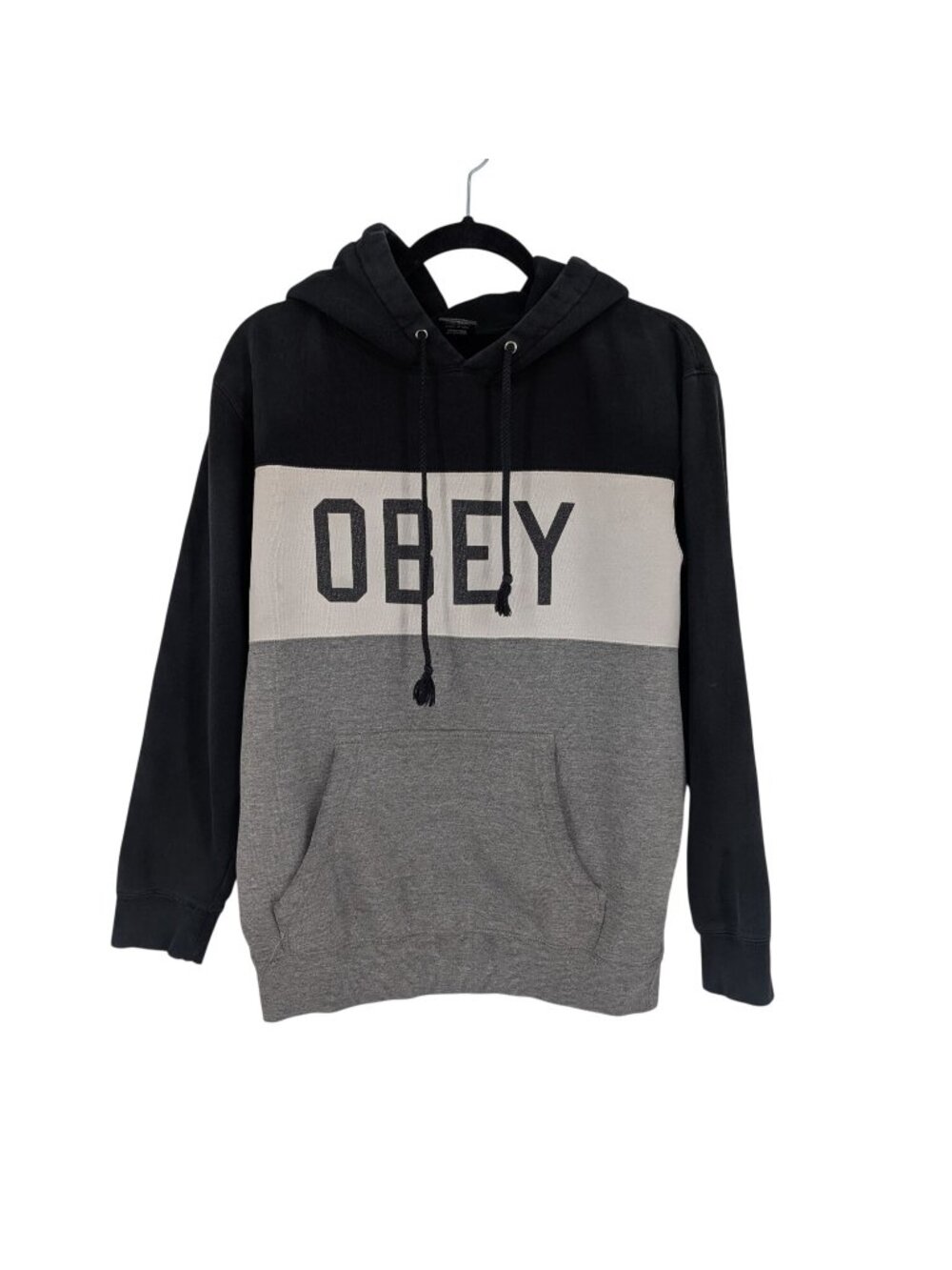 Obey Colorblock Hoodie Pullover Distressed Streetwear‎ Grunge Y2K Skater Small